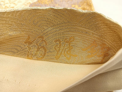 平和屋着物◎六通柄袋帯 箔珠錦 プラチナ箔 正絹 逸品 BAAK8771cm