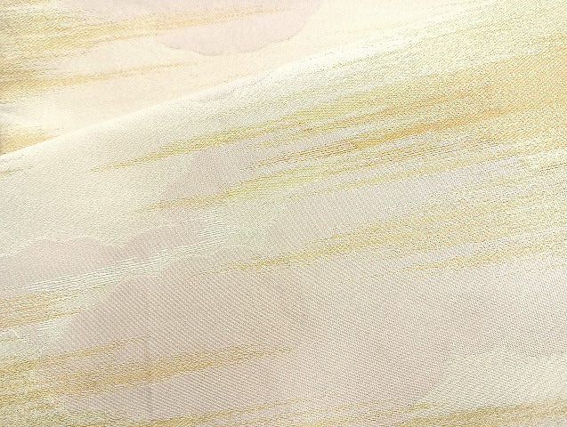 平和屋着物◎六通柄袋帯 雲霞文様 金糸 正絹 逸品 BAAL0107cm