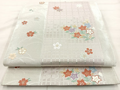 平和屋着物◎六通柄袋帯 唐織 春秋間道 金銀糸 正絹 逸品 BAAL0113cm