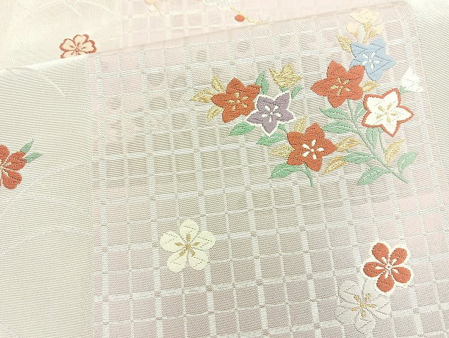 平和屋着物◎六通柄袋帯 唐織 春秋間道 金銀糸 正絹 逸品 BAAL0113cm