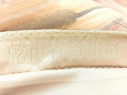 平和屋着物◎六通柄袋帯 乾山吉野山図 九百錦 金糸 正絹 逸品 BAAL0906if