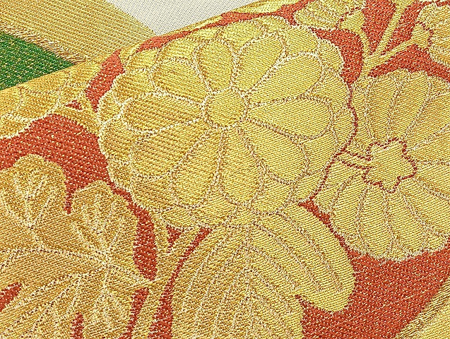 平和屋着物◎六通柄袋帯 熨斗有職文様 金糸 正絹 逸品 BAAL1211if