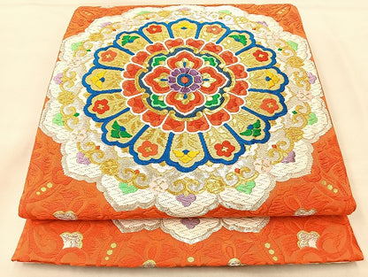 平和屋着物◎六通柄袋帯　唐織　名宝華文　金銀糸　正絹　逸品　BAAL1221if