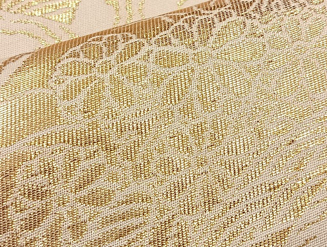平和屋着物◎六通柄袋帯 花地紙流し 金糸 正絹 逸品 BAAL3148if