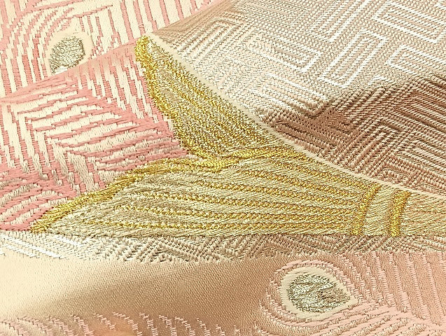 平和屋着物◎六通柄袋帯 唐織 孔雀 金銀糸 正絹 逸品 BAAL3183if