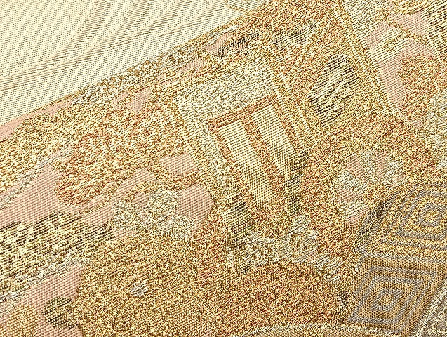 平和屋着物◎六通柄袋帯 扇面流し 金銀糸 正絹 逸品 BAAL3166if