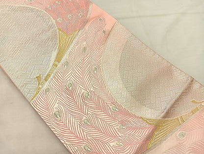 平和屋着物◎六通柄袋帯 唐織 孔雀 金銀糸 正絹 逸品 BAAL3183if