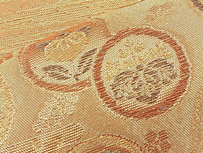 平和屋着物◎六通柄袋帯 ヱ霞宝尽くし 金糸 正絹 逸品 BAAL3199if