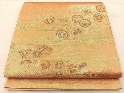平和屋着物◎六通柄袋帯 ヱ霞宝尽くし 金糸 正絹 逸品 BAAL3199if