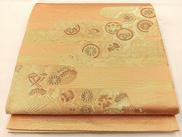 平和屋着物◎六通柄袋帯 ヱ霞宝尽くし 金糸 正絹 逸品 BAAL3199if