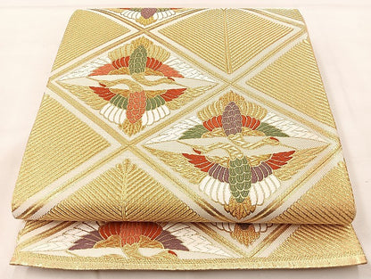平和屋着物◎六通柄袋帯 唐織 金彩正倉院 金糸 正絹 逸品 BAAL4145if