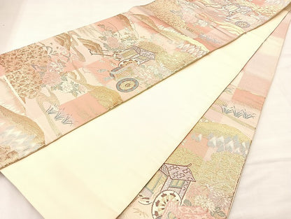 平和屋着物◎六通柄袋帯 更級錦 金糸 正絹 逸品 BAAL4180if
