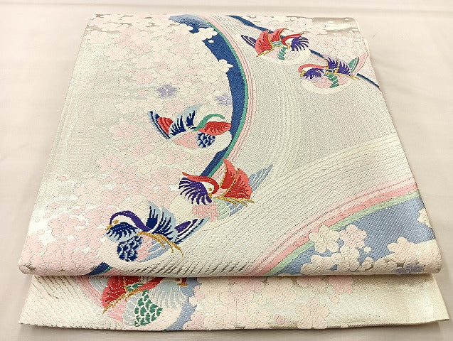 平和屋着物◎六通柄袋帯 唐織 薫風鴛鴦 金銀糸 正絹 逸品 BAAL4185if
