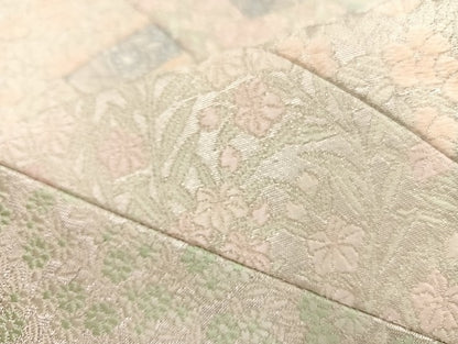 平和屋着物◎太鼓柄袋帯 唐織 切嵌 檜扇 銀糸 正絹 逸品 BAAL7162di