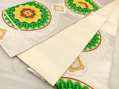 平和屋着物◎六通柄袋帯 唐織 正倉院 金銀糸 正絹 逸品 BAAL7198di