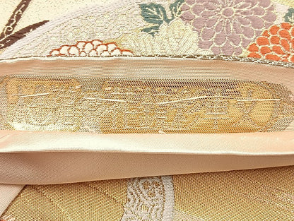 平和屋着物◎六通柄袋帯 唐織 花鏡彩華文 金糸 正絹 逸品 BAAL7209di