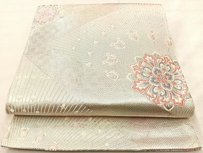 平和屋着物◎六通柄袋帯 唐織 正倉院花文 三松 金糸 正絹 逸品 BAAL1007cm