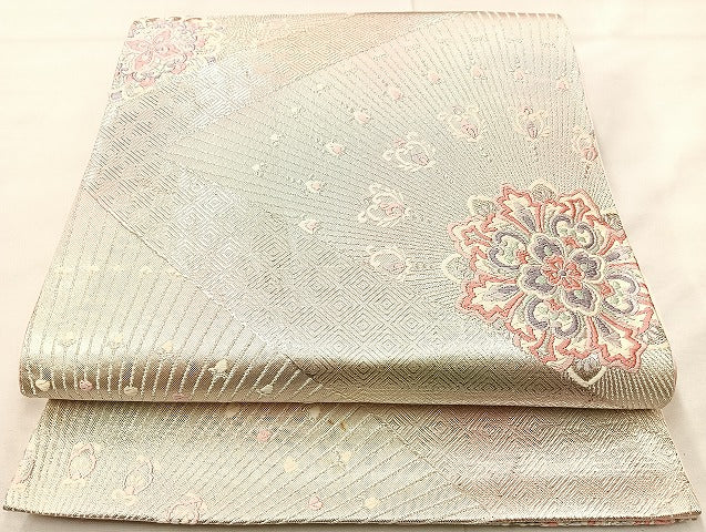 平和屋着物◎六通柄袋帯 唐織 正倉院花文 三松 金糸 正絹 逸品 BAAL1007cm