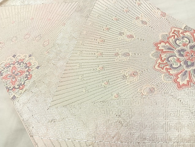 平和屋着物◎六通柄袋帯 唐織 正倉院花文 三松 金糸 正絹 逸品 BAAL1007cm