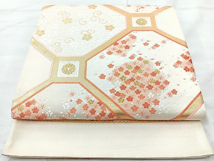 平和屋着物◎六通柄袋帯 唐織 蜀江花文 金糸 正絹 逸品 BAAL1024cm