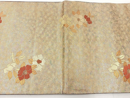 平和屋着物◎太鼓柄袋帯 唐織 花鳥文 手織 引箔 正絹 逸品 BAAL1065cm