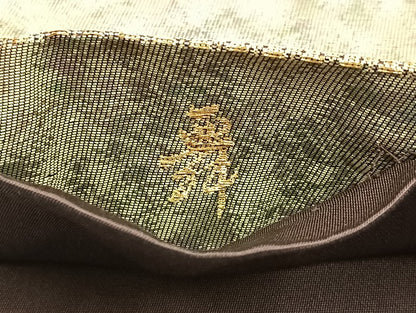 平和屋着物◎太鼓柄袋帯 唐織 花鳥文 手織 引箔 正絹 逸品 BAAL1065cm