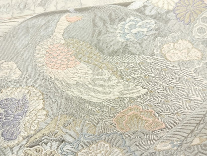 平和屋着物◎六通柄袋帯 唐織 千代乃文 プラチナ箔 正絹 逸品 BAAL3328cm