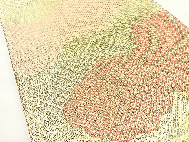 平和屋着物◎六通柄袋帯 雲重ね文 金糸 正絹 逸品 BAAL3367cm