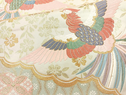 平和屋着物◎六通柄袋帯 唐織 鳳凰花文 金糸 正絹 逸品 BAAL3379cm