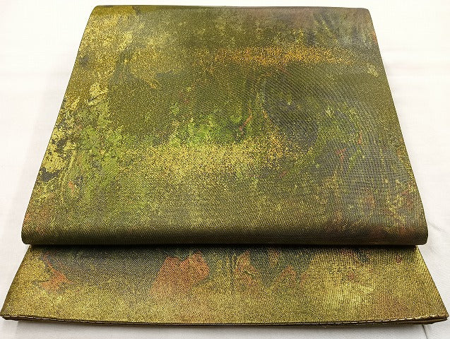 平和屋着物◎六通柄袋帯 霞文 引箔 正絹 逸品 BAAL4350cm