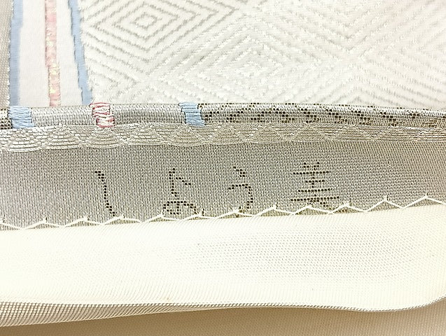 平和屋着物◎六通柄袋帯 唐織 しよう美 プラチナ箔 正絹 逸品 BAAL4386cm