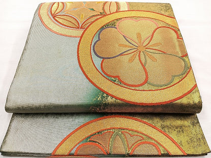 平和屋着物◎六通柄袋帯 唐織 栄華物語 金糸 正絹 逸品 BAAL6830cm