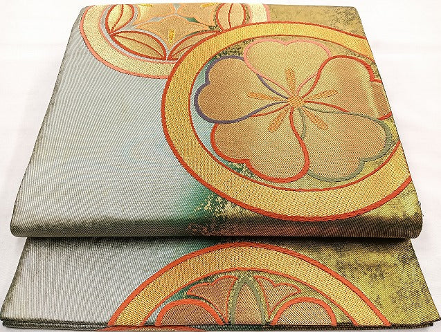 平和屋着物◎六通柄袋帯 唐織 栄華物語 金糸 正絹 逸品 BAAL6830cm