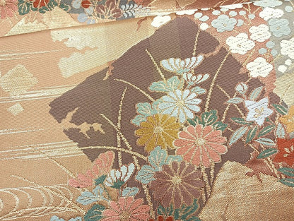 平和屋着物◎六通柄袋帯 唐織 嵯峨野春秋 金糸 正絹 逸品 BAAL6834cm