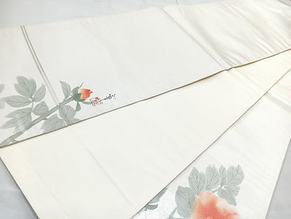 平和屋着物◎太鼓柄袋帯 作家物 草花文 金彩 正絹 逸品 BAAL6852cm