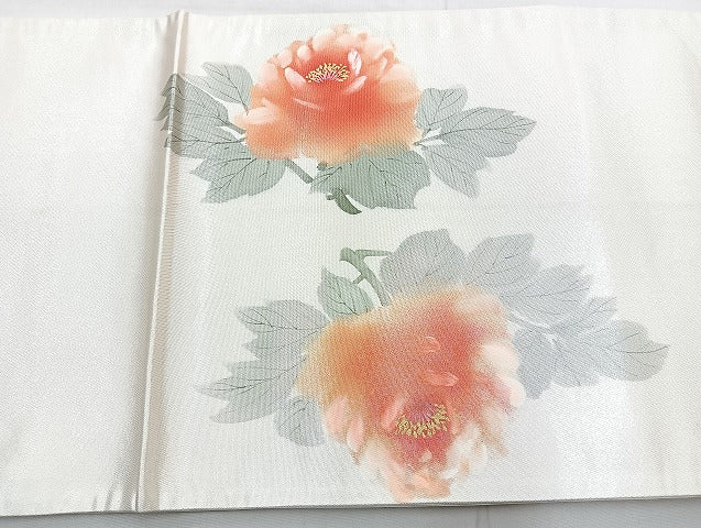 平和屋着物◎太鼓柄袋帯 作家物 草花文 金彩 正絹 逸品 BAAL6852cm