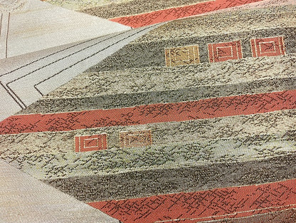 平和屋着物◎六通柄袋帯 幾何学文様 金糸 引箔 正絹 逸品 BAAL6887cm