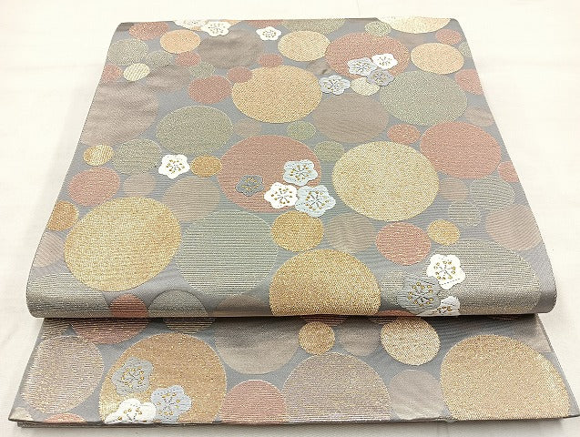 平和屋着物◎六通柄袋帯 唐織 舞花文 金糸 正絹 逸品 BAAL7808cm