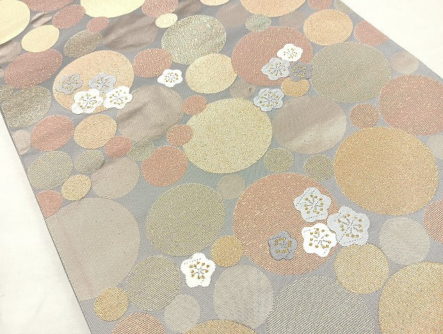 平和屋着物◎六通柄袋帯 唐織 舞花文 金糸 正絹 逸品 BAAL7808cm