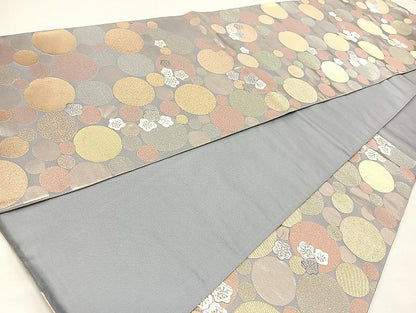 平和屋着物◎六通柄袋帯 唐織 舞花文 金糸 正絹 逸品 BAAL7808cm