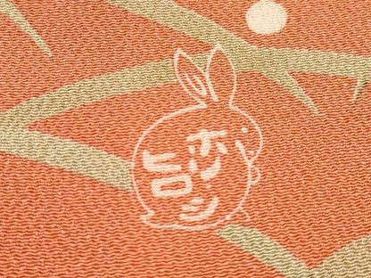平和屋本店●極上 人形作家・ホリヒロシ 付下げ 雪芝 兎 鬼しぼ縮緬 煉瓦色地 逸品 CYAA1050s5