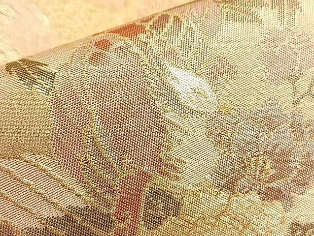 平和屋着物●佐賀錦 六通柄袋帯 鳳凰束ね熨斗有職文 金糸 正絹 逸品 BAAL0667du