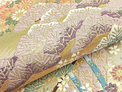平和屋着物●六通柄袋帯 唐織 優彩華集 金糸 正絹 逸品 BAAL6181ea