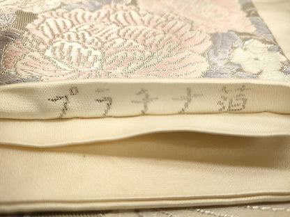 平和屋着物◎六通柄袋帯 唐織 清春鳳凰文 プラチナ箔 正絹 逸品 DAAJ7763fc