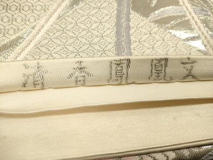 平和屋着物◎六通柄袋帯 唐織 清春鳳凰文 プラチナ箔 正絹 逸品 DAAJ7763fc