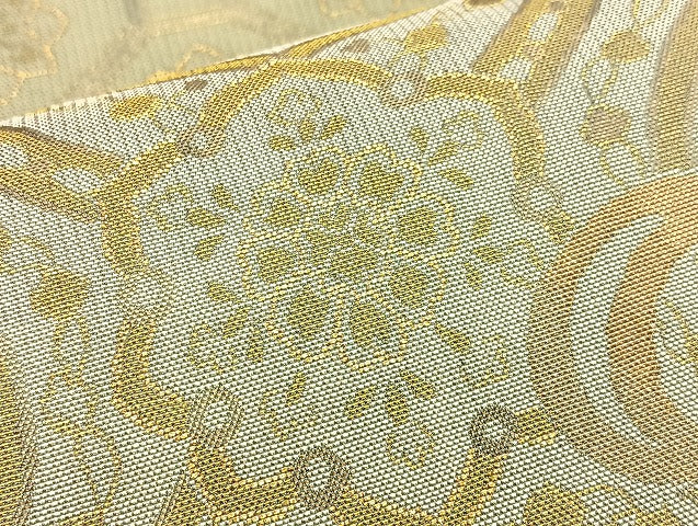 平和屋着物●六通柄袋帯 光琳草花文 金糸 正絹 逸品 BAAJ2446ab