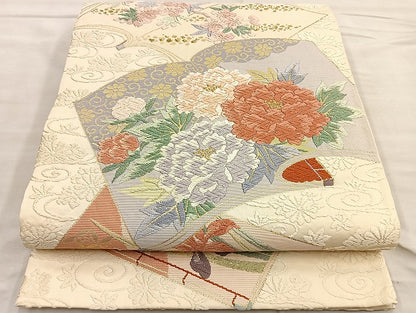 平和屋着物●六通柄袋帯 唐織 菊水冊子花文 金糸 正絹 逸品 BAAJ2475ab