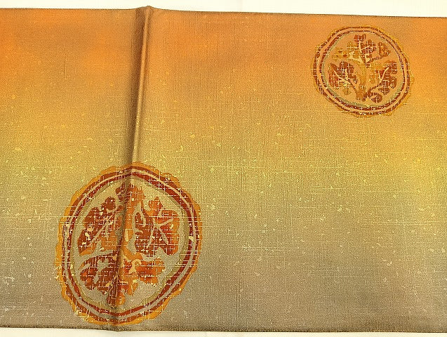 平和屋着物●太鼓柄袋帯 唐草丸文 引箔 正絹 逸品 BAAJ2465ab