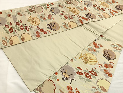 平和屋着物●六通柄袋帯 唐織 雪輪花文 金糸 正絹 逸品 BAAJ2488ab