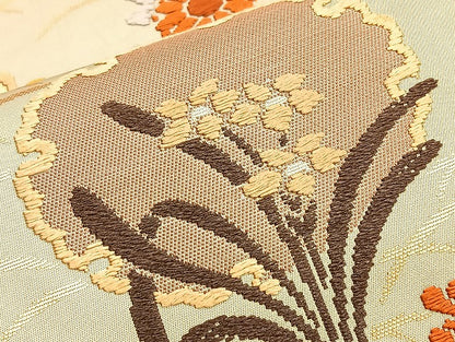平和屋着物●六通柄袋帯 唐織 雪輪花文 金糸 正絹 逸品 BAAJ2488ab